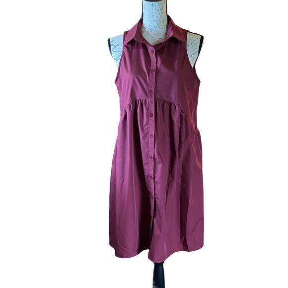 DEEP SELF Women Medium Collared Shirt Dress Casual Loose Button Down Short Dress - Picture 1 of 8